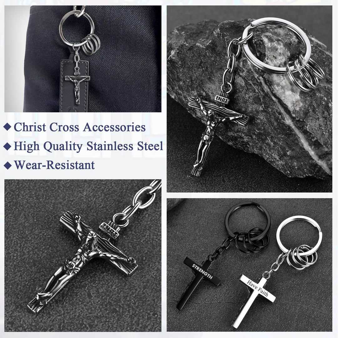 Christian Jesus Cross Crucifix Keychain for Men Women