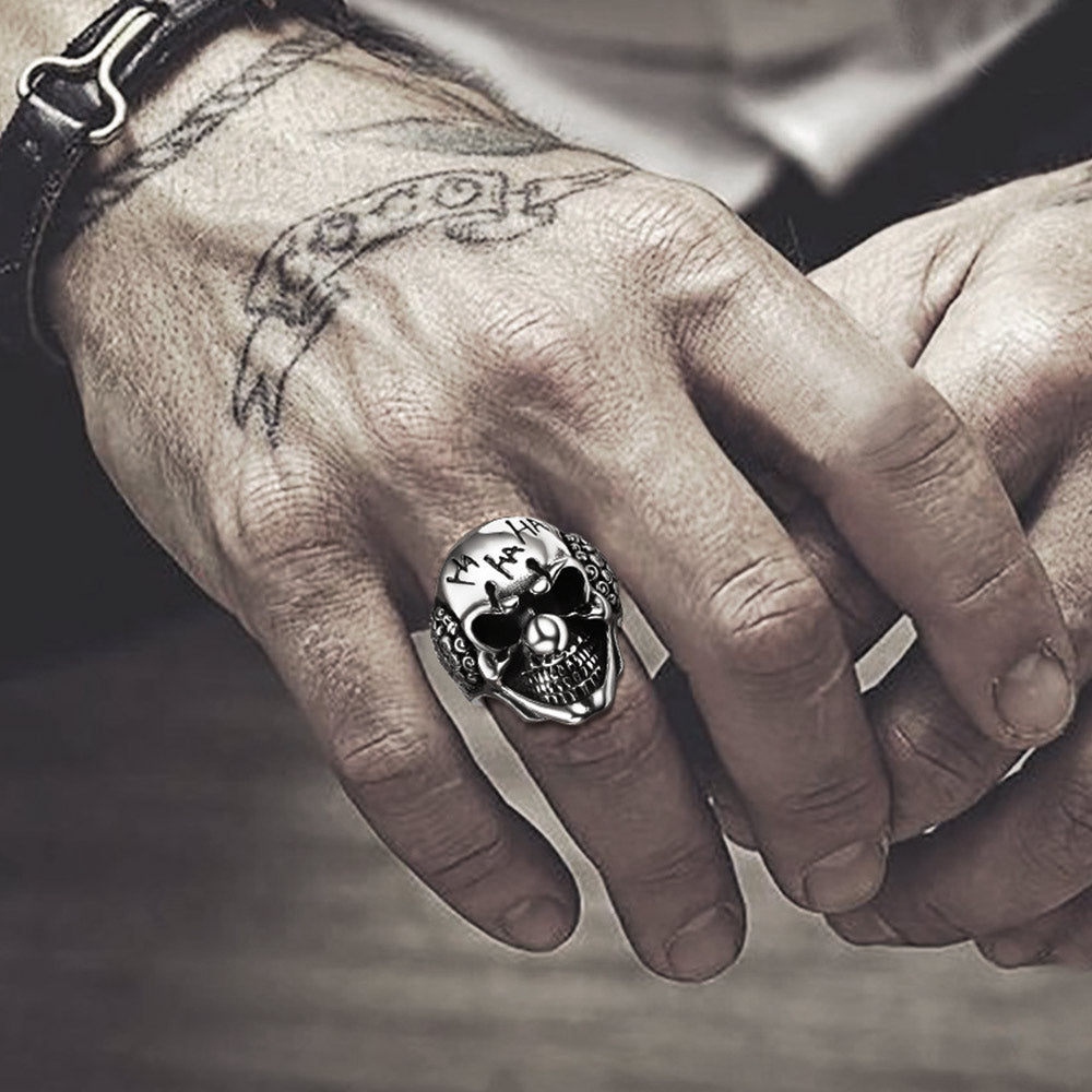 Gothic Joker Clown Skull Stainless Steel Ring for Men