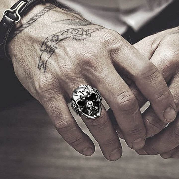 Gothic Joker Clown Skull Stainless Steel Ring for Men