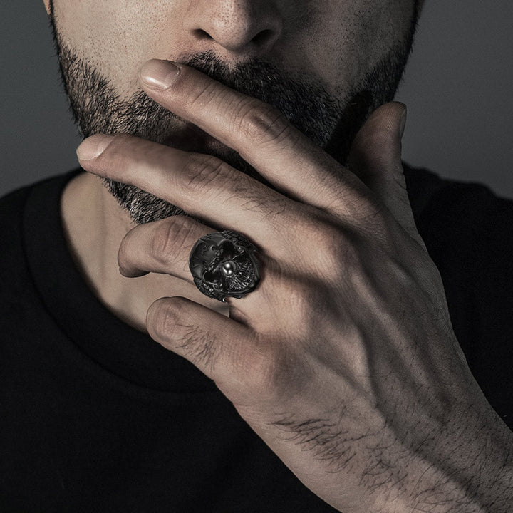 Gothic Joker Clown Skull Stainless Steel Ring for Men