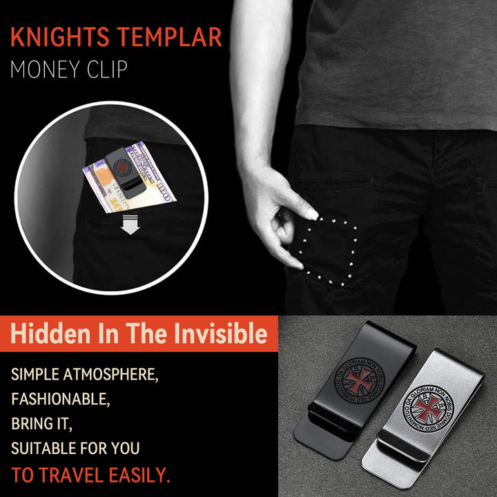 Knights Templar Cross Money Clip Credit Card Holder