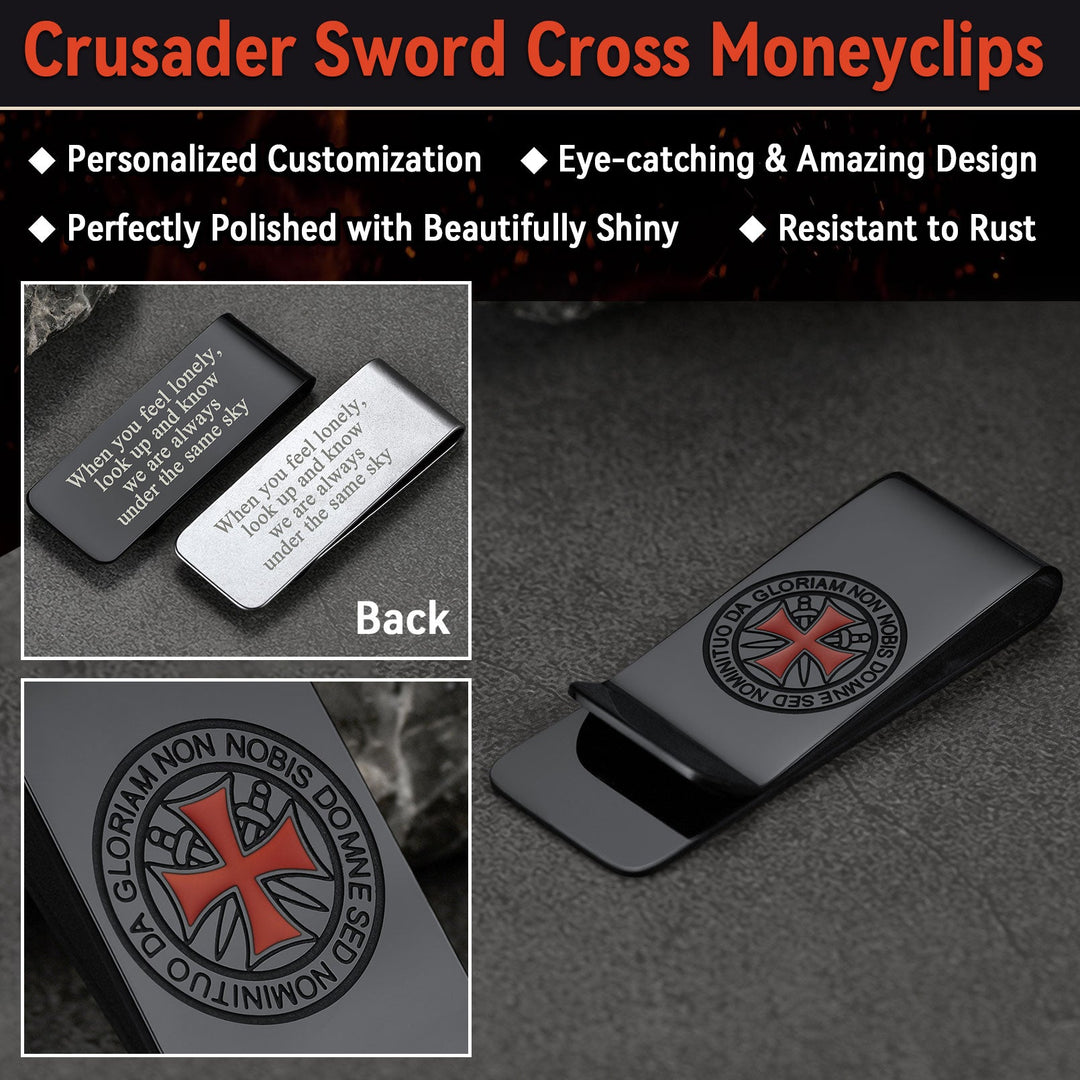 Knights Templar Cross Money Clip Credit Card Holder