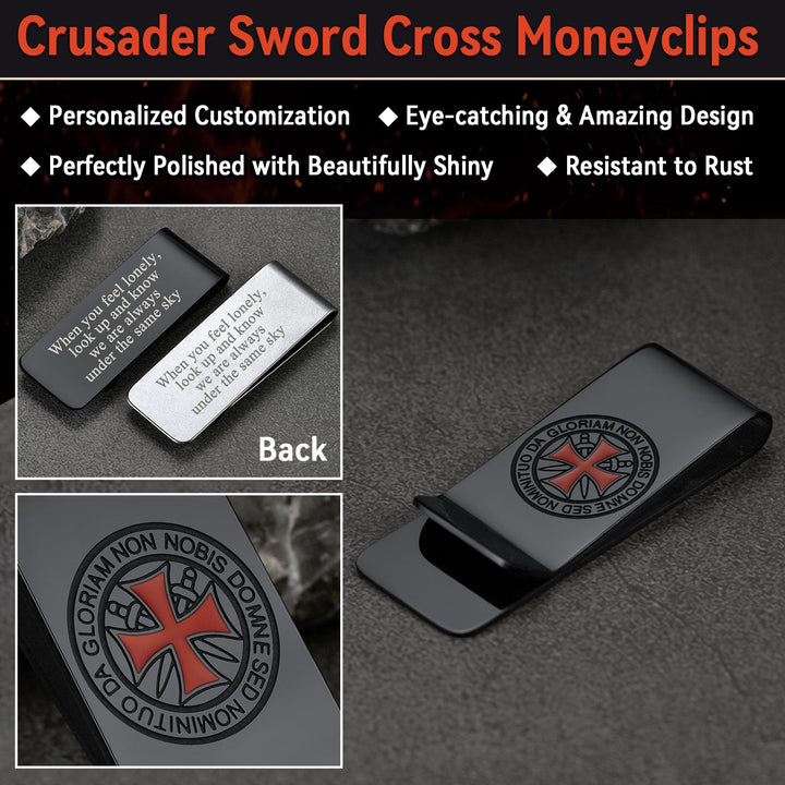 Knights Templar Cross Money Clip Credit Card Holder