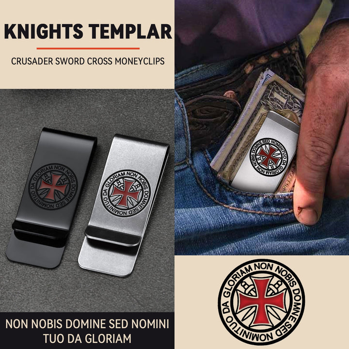 Knights Templar Cross Money Clip Credit Card Holder
