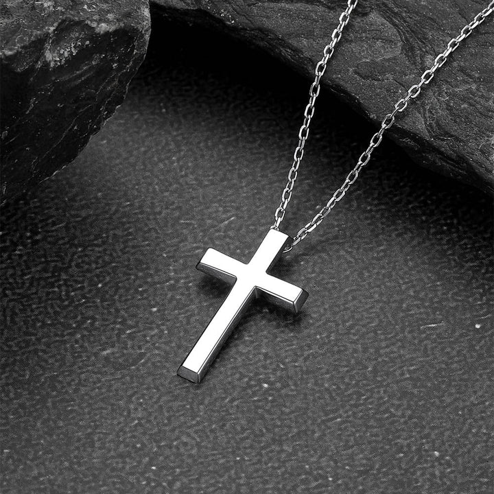 Sterling Silver Minimalist Cross Necklace Christian Faith Pendant for Men Women