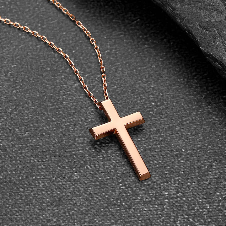 Sterling Silver Minimalist Cross Necklace Christian Faith Pendant for Men Women