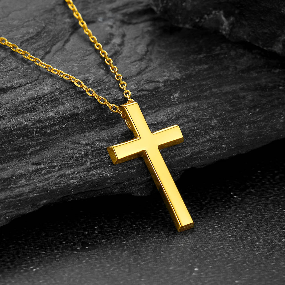 Sterling Silver Minimalist Cross Necklace Christian Faith Pendant for Men Women