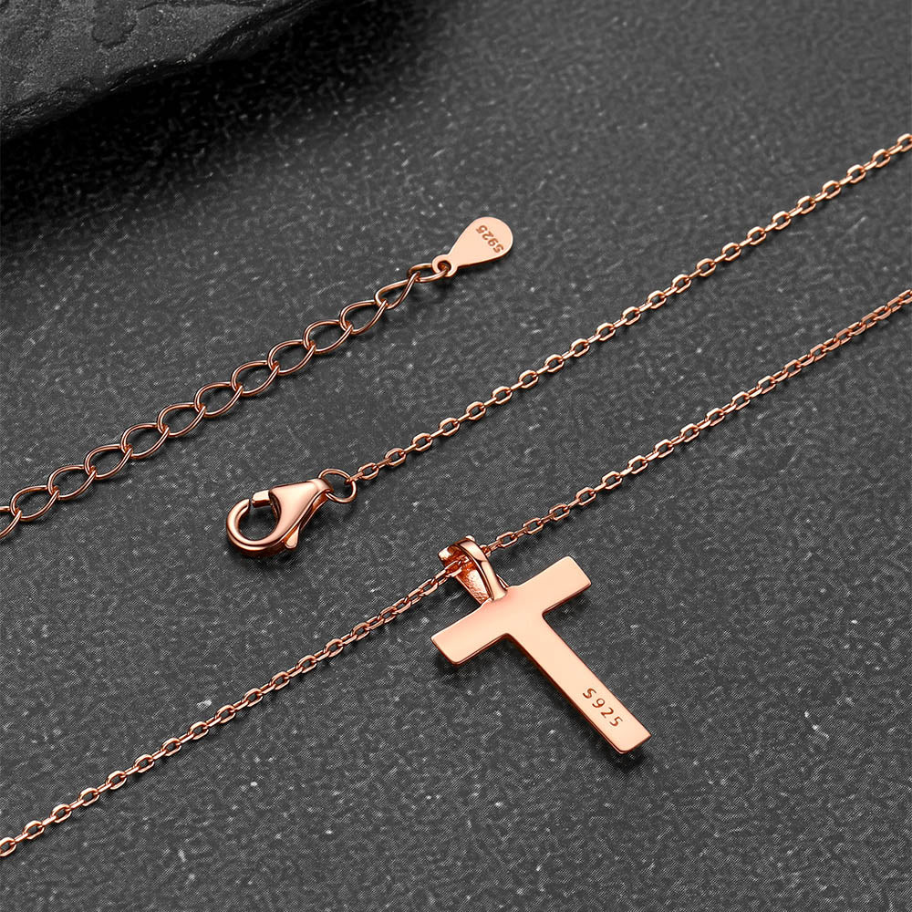 Sterling Silver Minimalist Cross Necklace Christian Faith Pendant for Men Women