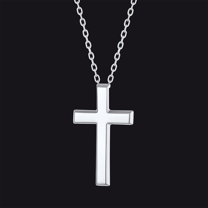 Sterling Silver Minimalist Cross Necklace Christian Faith Pendant for Men Women