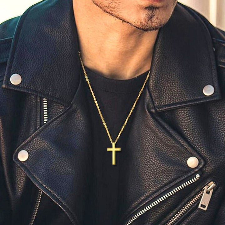 Sterling Silver Minimalist Cross Necklace Christian Faith Pendant for Men Women