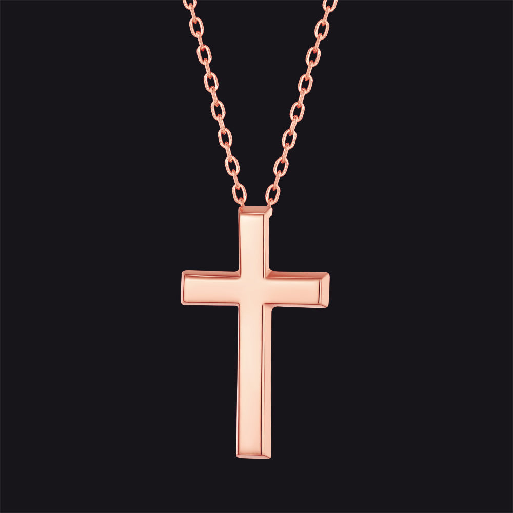 Sterling Silver Minimalist Cross Necklace Christian Faith Pendant for Men Women