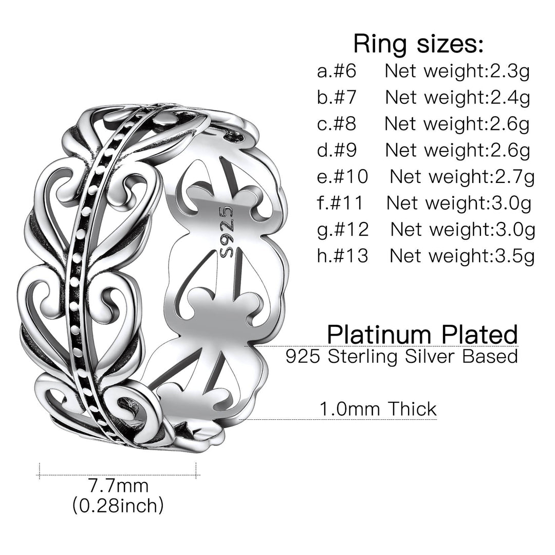Sterling Silver Celtic Knot Filigree Vine Leaf Ring for Women
