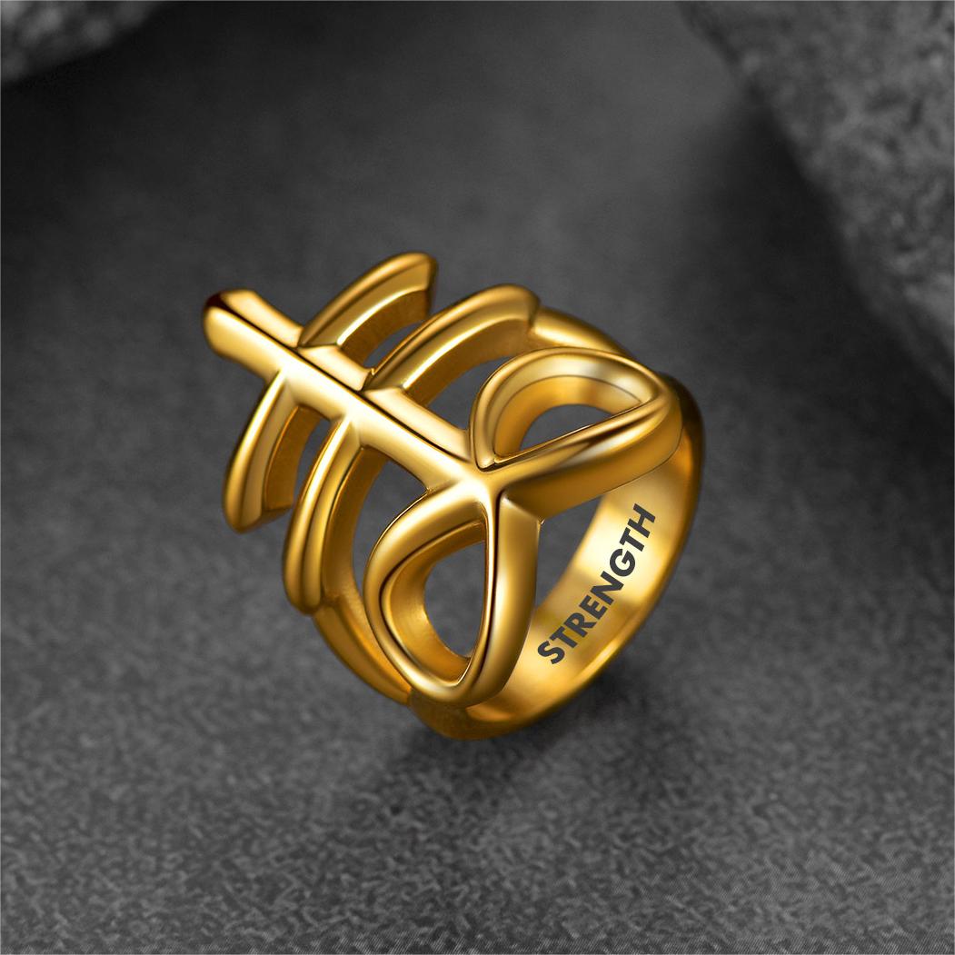 Satanic Leviathan Cross Stainless Steel Ring For Men