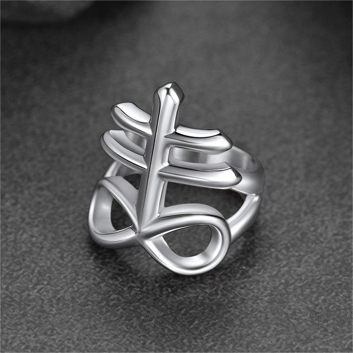 Satanic Leviathan Cross Stainless Steel Ring For Men