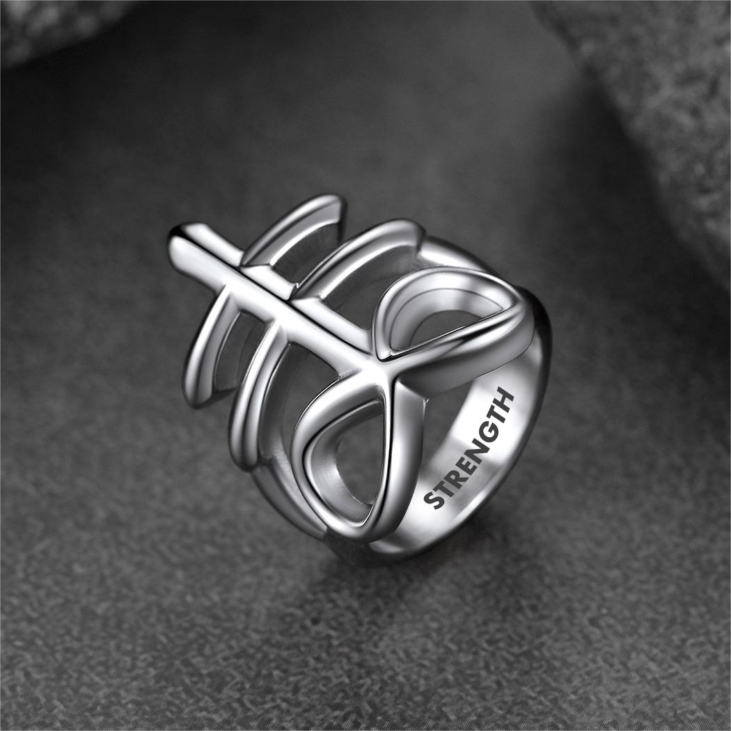Satanic Leviathan Cross Stainless Steel Ring For Men