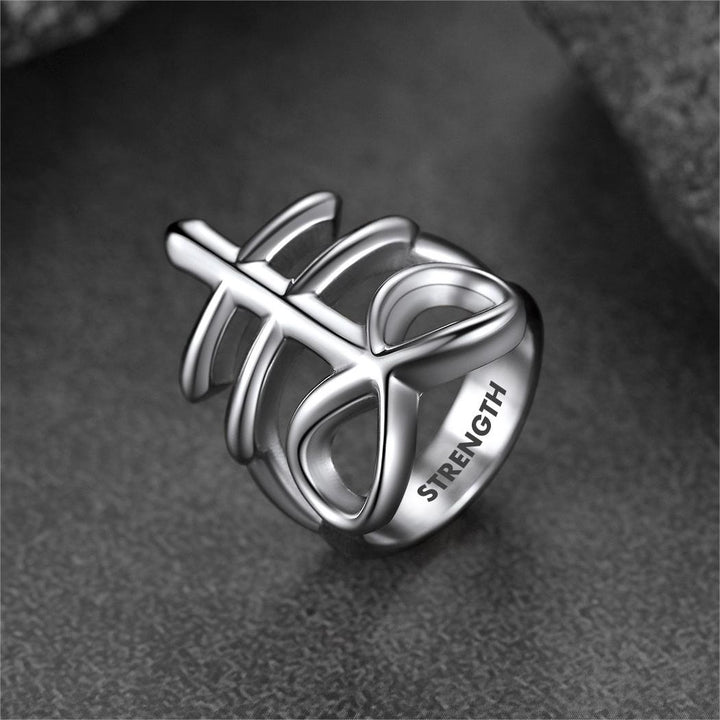 Satanic Leviathan Cross Stainless Steel Ring For Men