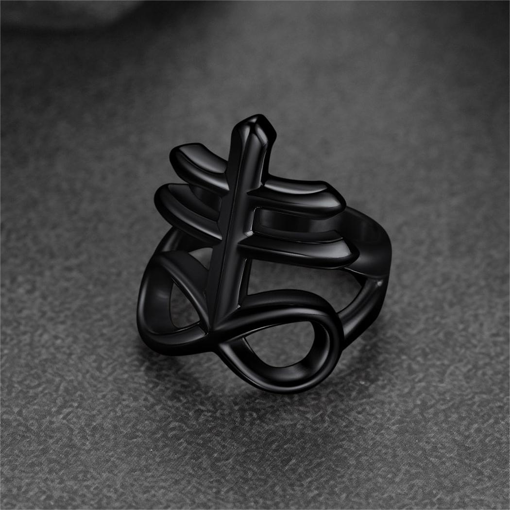 Satanic Leviathan Cross Stainless Steel Ring For Men