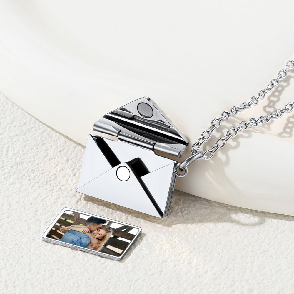 Personalized Envelope Picture Locket Necklace Gifts for Women Girl