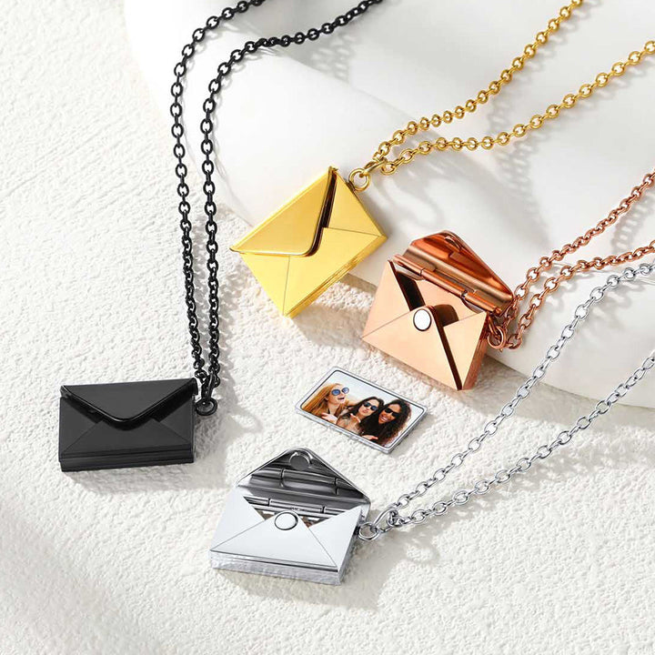 Personalized Envelope Picture Locket Necklace Gifts for Women Girl