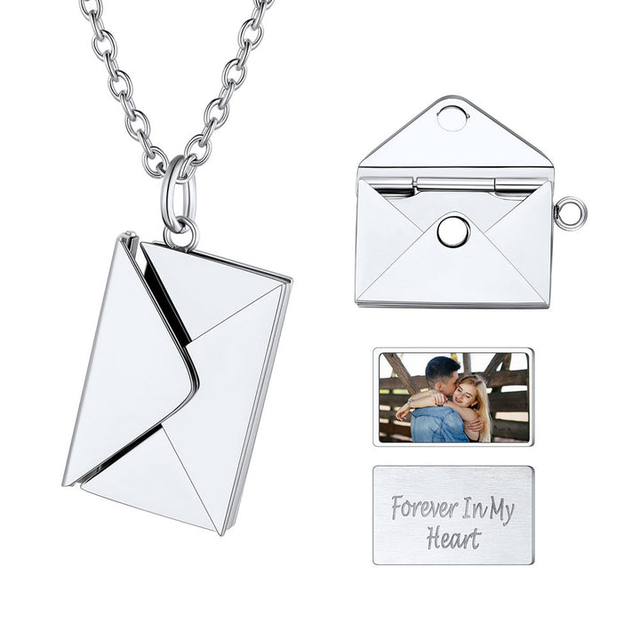 Personalized Envelope Picture Locket Necklace Gifts for Women Girl