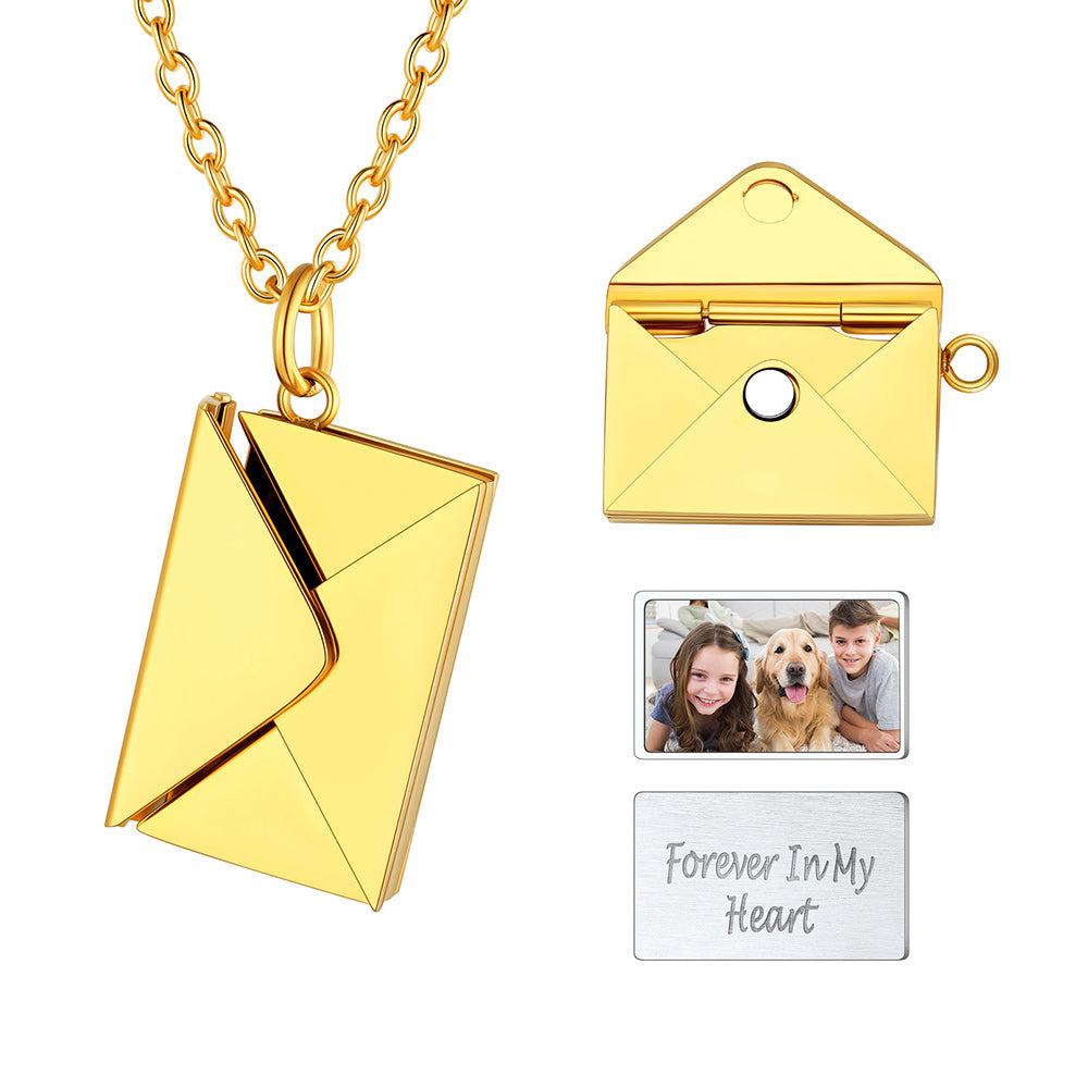 Personalized Envelope Picture Locket Necklace Gifts for Women Girl