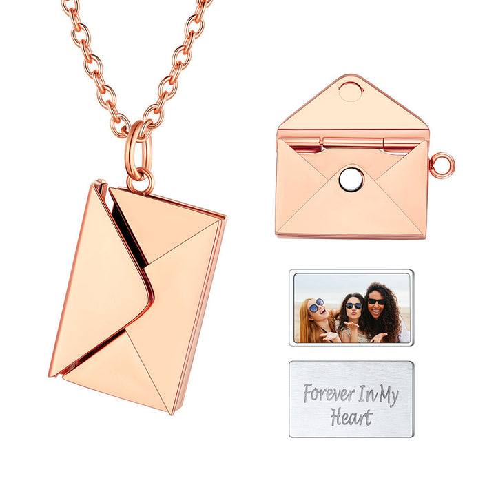 Personalized Envelope Picture Locket Necklace Gifts for Women Girl