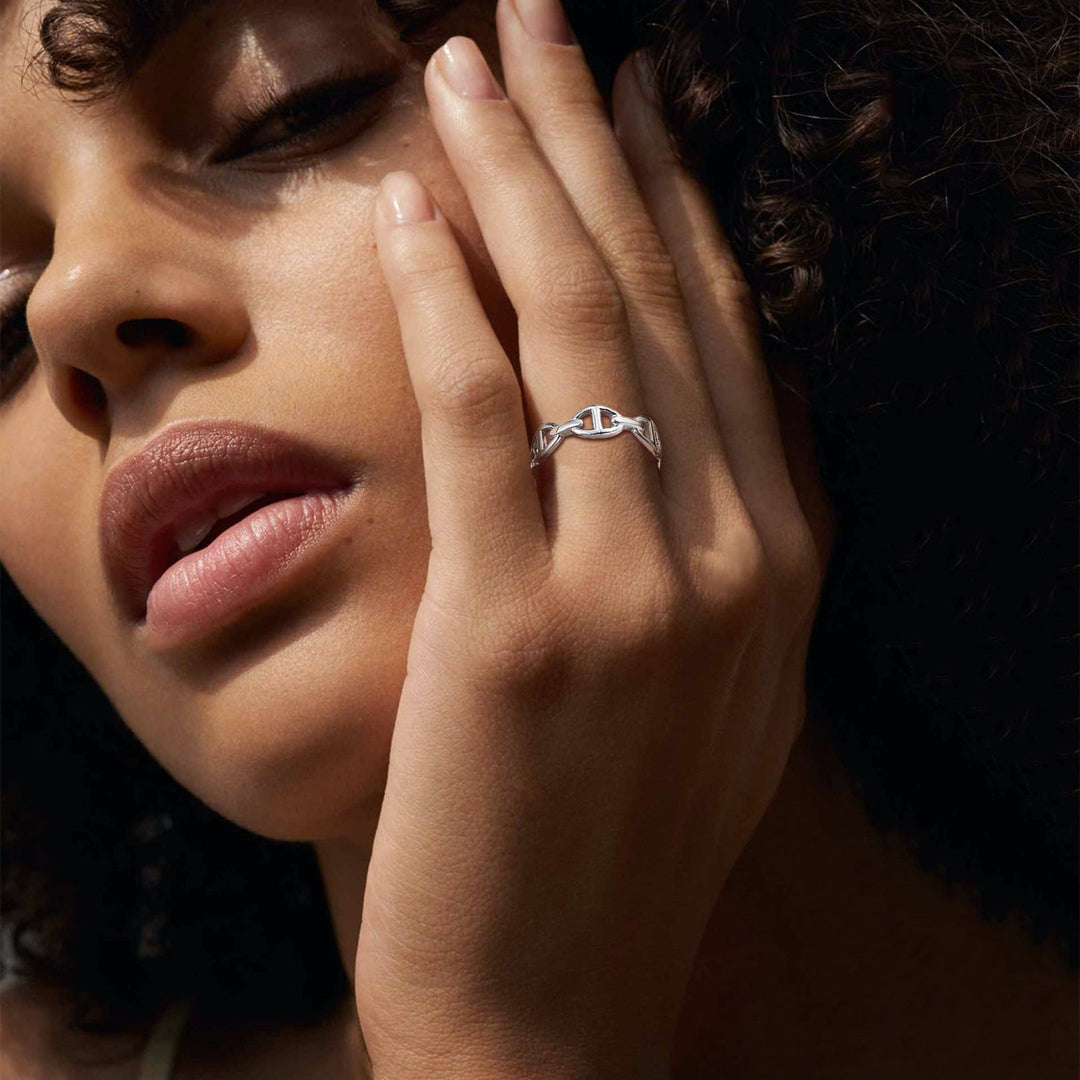 Sterling Silver Mariner Chain Link Ring for Women