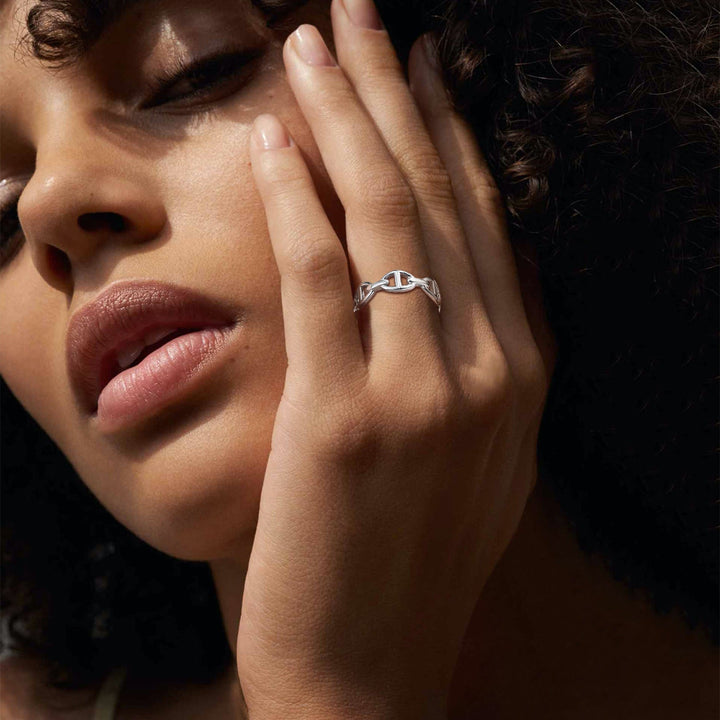 Sterling Silver Mariner Chain Link Ring for Women