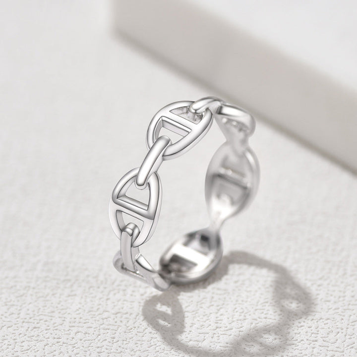 Sterling Silver Mariner Chain Link Ring for Women