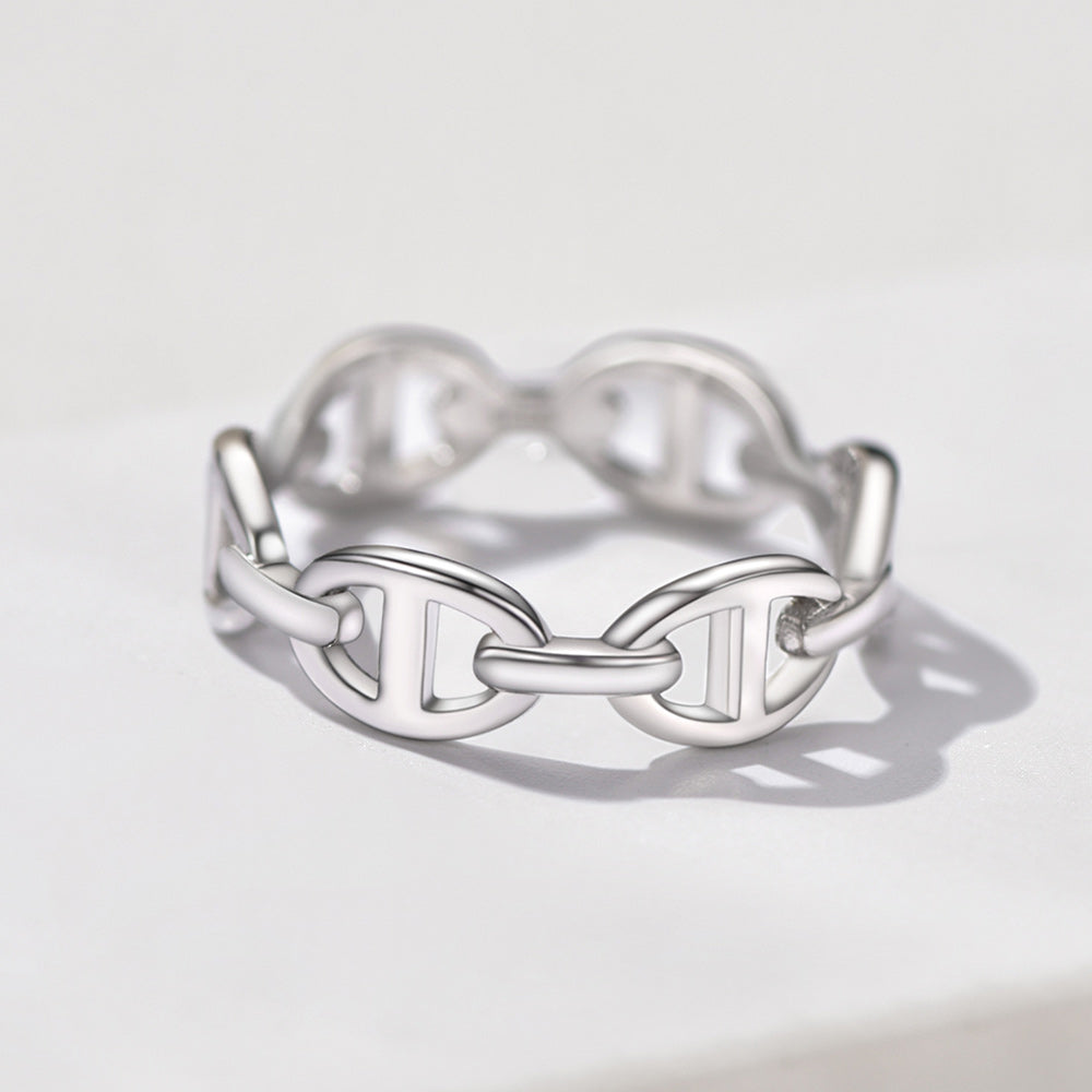 Sterling Silver Mariner Chain Link Ring for Women