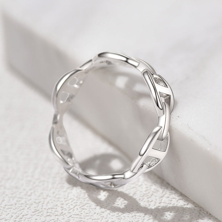 Sterling Silver Mariner Chain Link Ring for Women