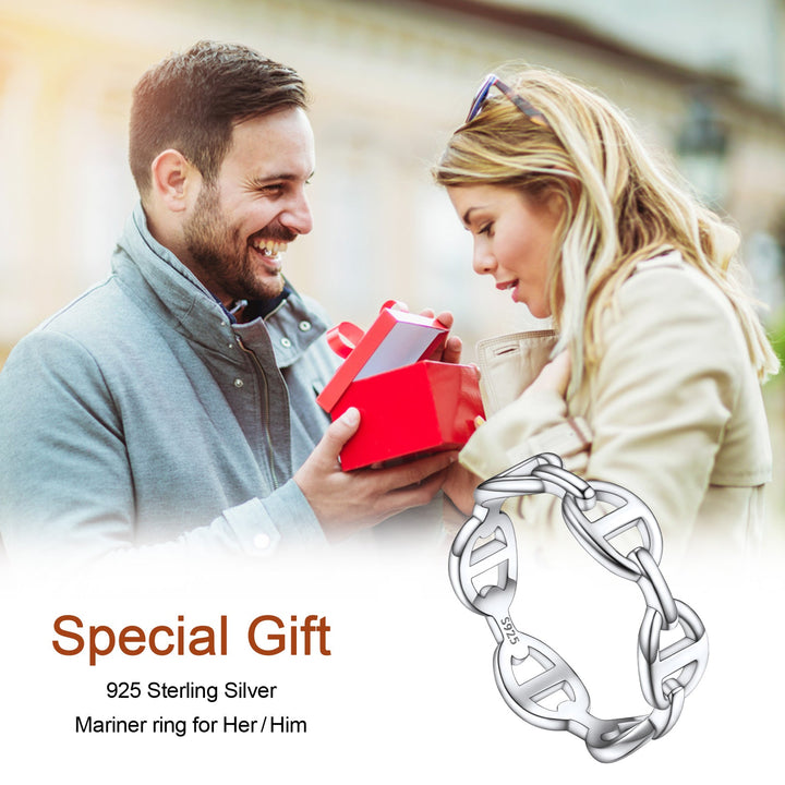 Sterling Silver Mariner Chain Link Ring for Women