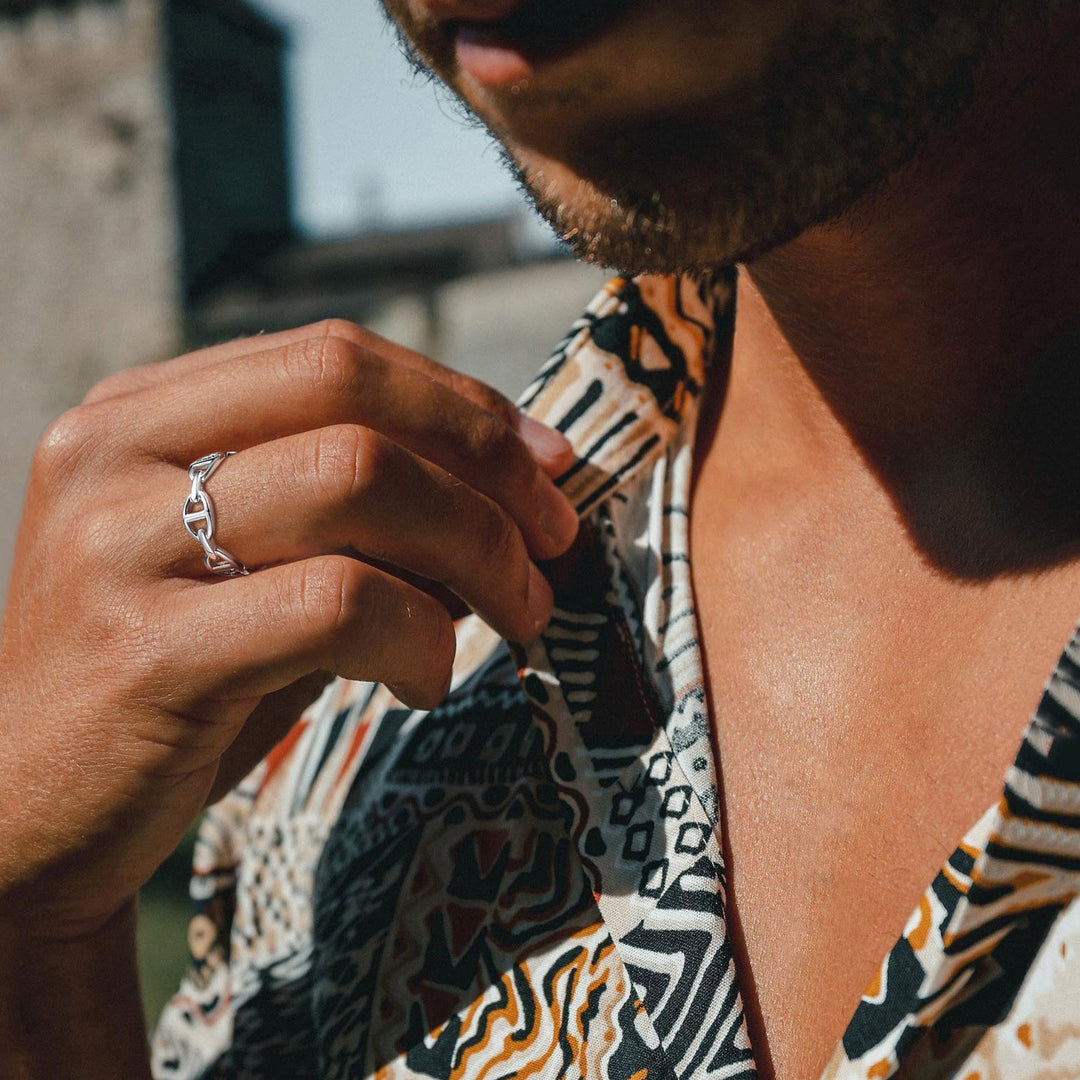 Sterling Silver Mariner Chain Link Ring for Women
