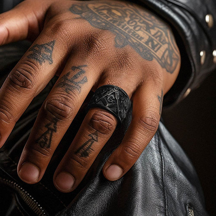 Freemason Masonic Stainless Steel Ring Band for Men