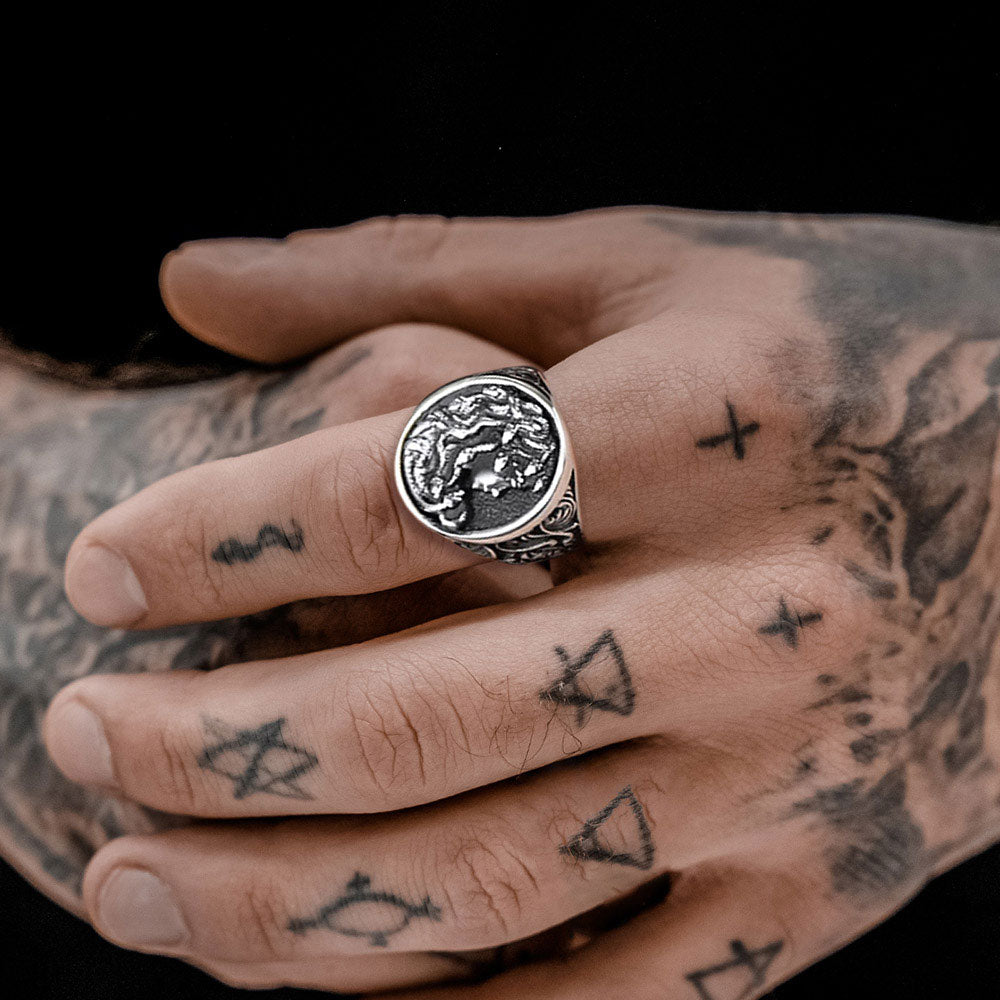 Medusa Snake Hair Ring Greek Mythology Signet Ring for Men Women