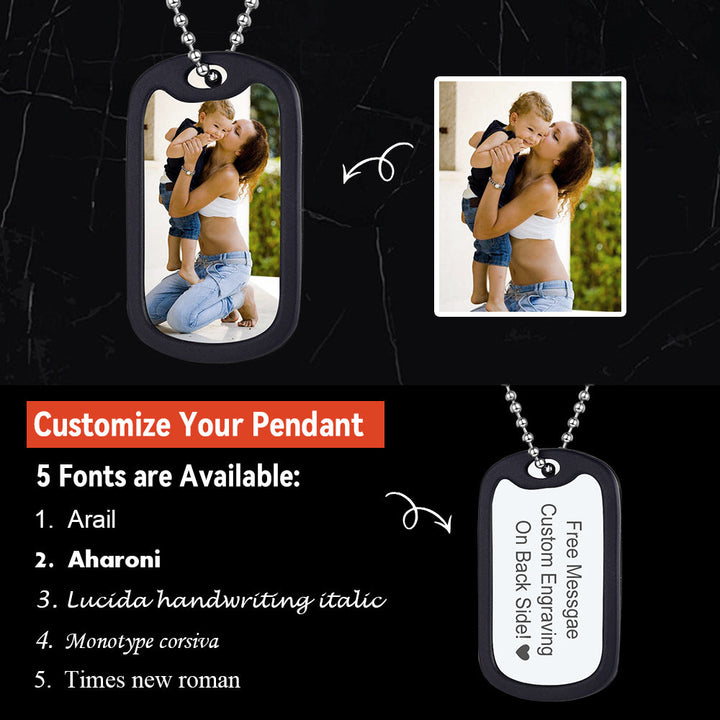 Personalized Military Army Photo Dog Tag Necklace with Picture For Men