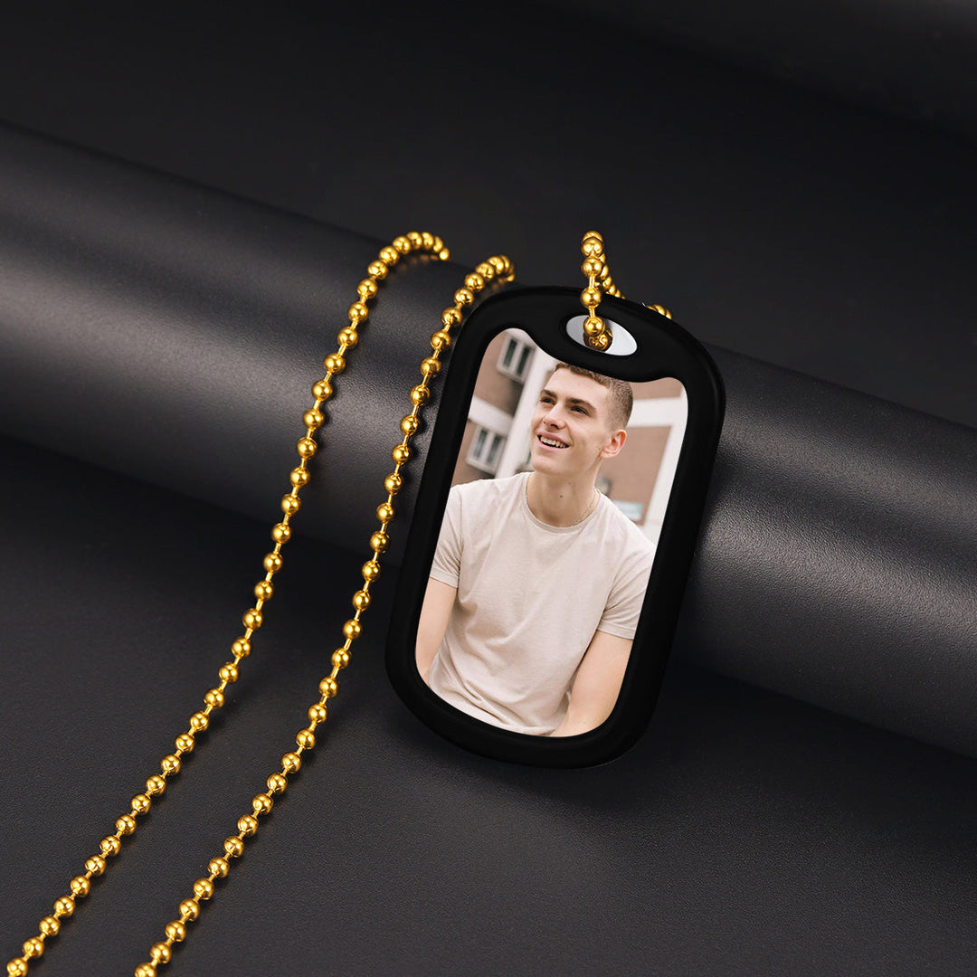 Personalized Military Army Photo Dog Tag Necklace with Picture For Men