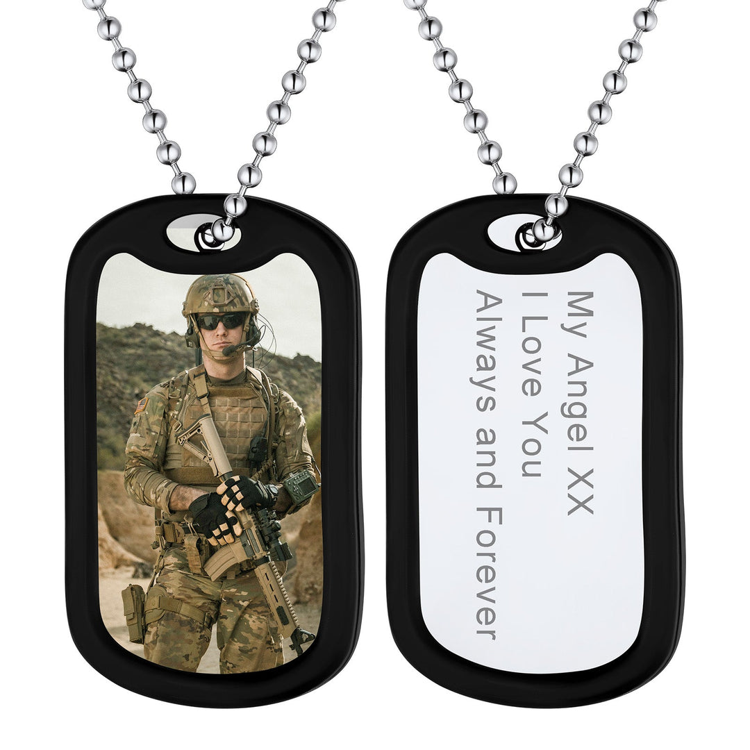 Personalized Military Army Photo Dog Tag Necklace with Picture For Men