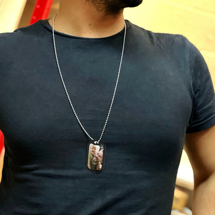 Personalized Military Army Photo Dog Tag Necklace with Picture For Men