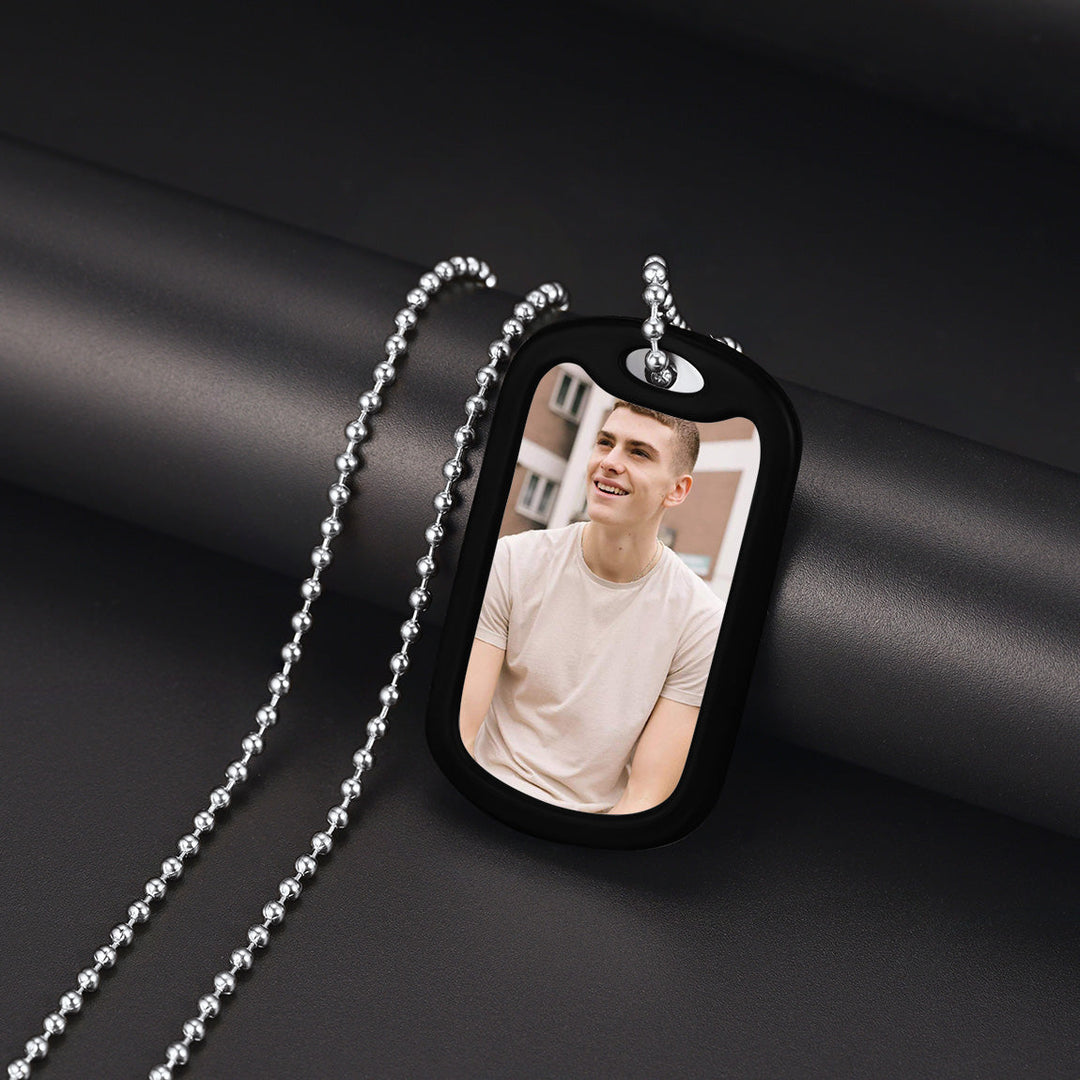Personalized Military Army Photo Dog Tag Necklace with Picture For Men