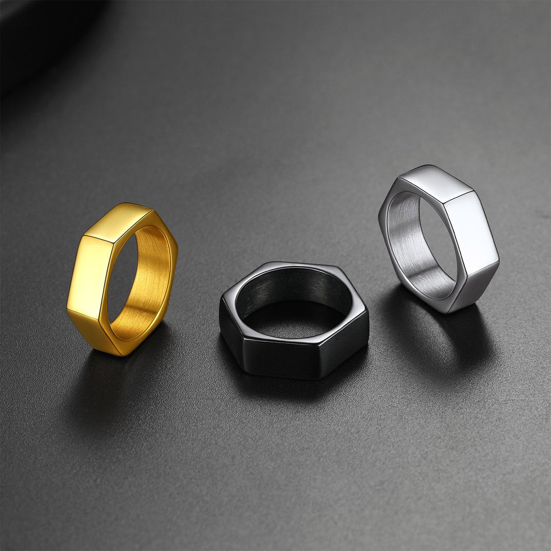 Custom 7mm Minimalist Geometric Band Ring for Men Women