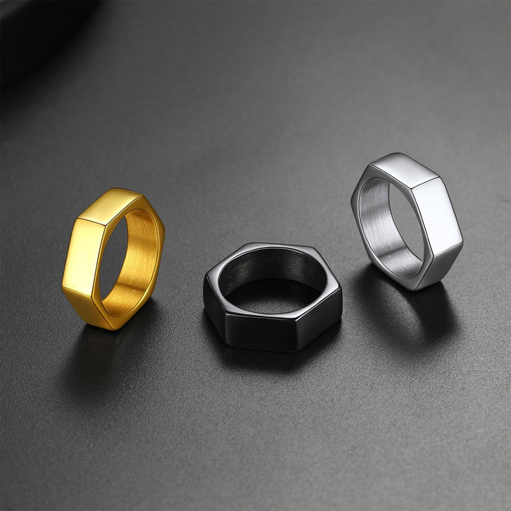 Custom 7mm Minimalist Geometric Band Ring for Men Women