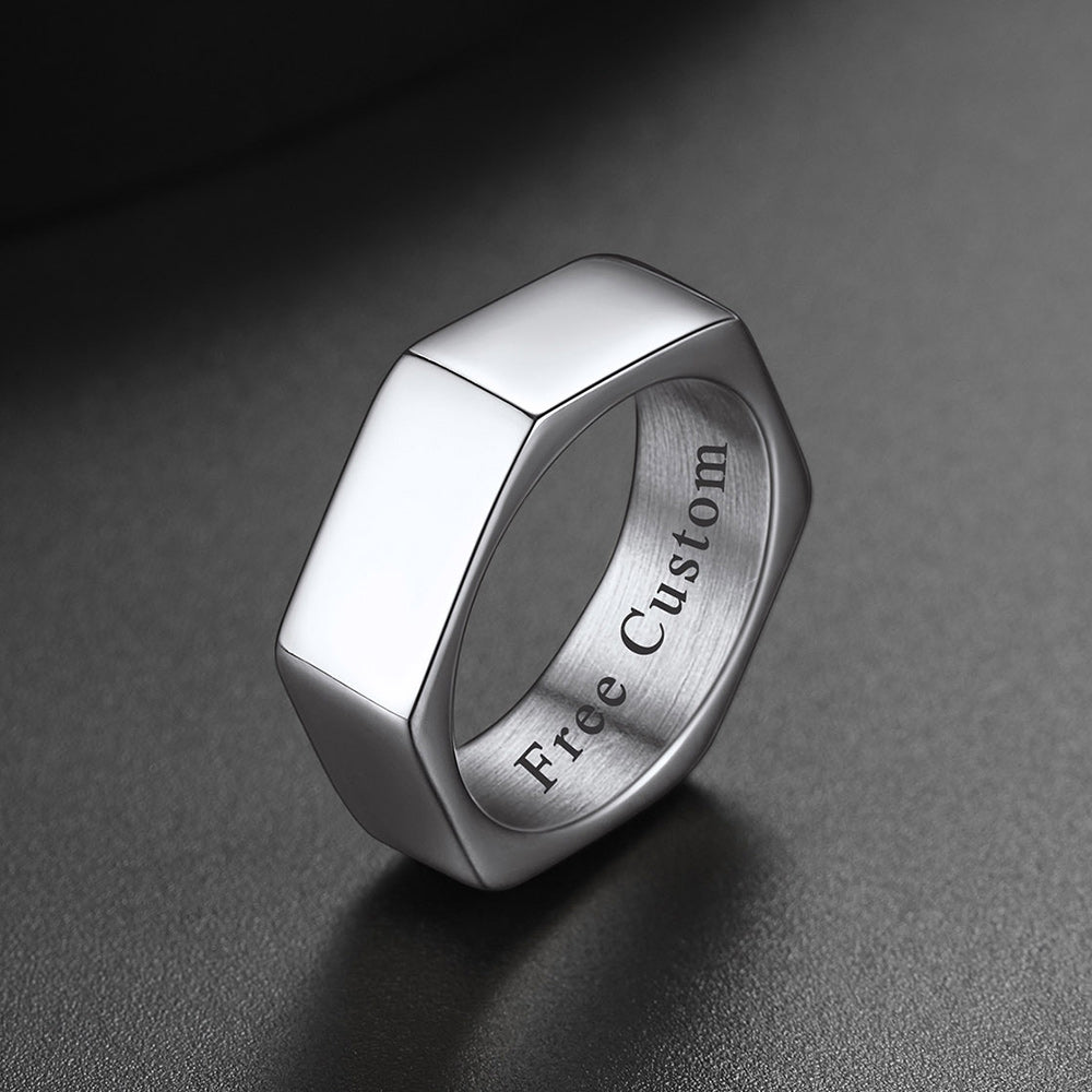 Custom 7mm Minimalist Geometric Band Ring for Men Women