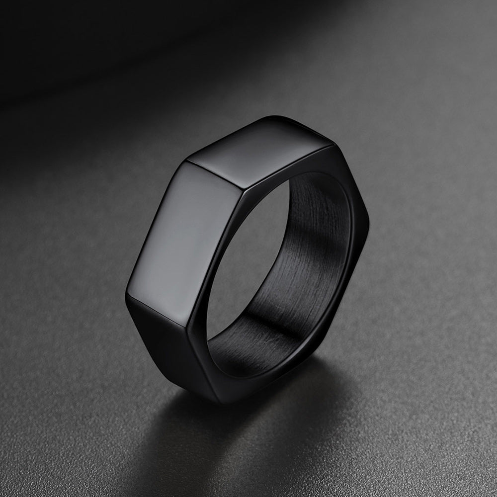 Custom 7mm Minimalist Geometric Band Ring for Men Women