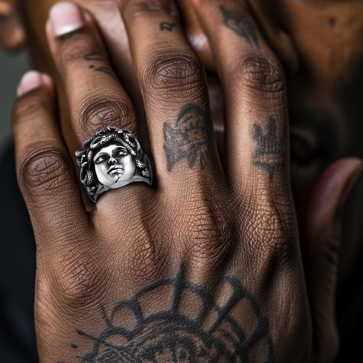 Mythology Medusa Snake Stainless Steel Ring for Men Women