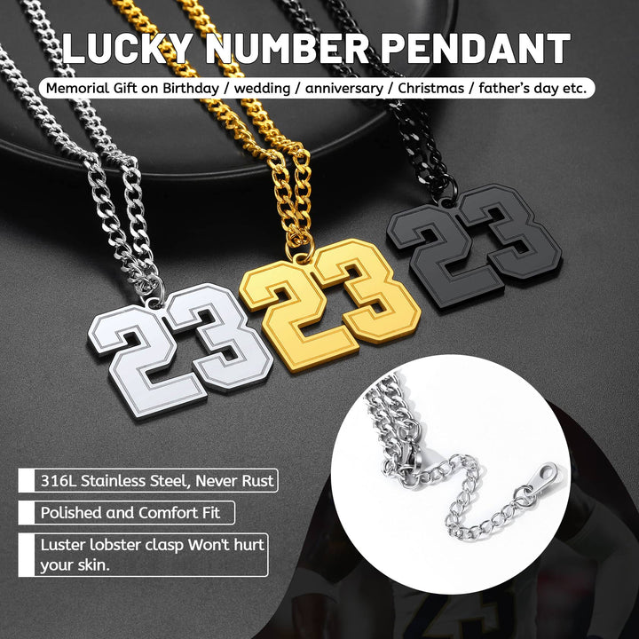 Personalized Sports Jersey Number Chain Necklace for Men Sport Fans