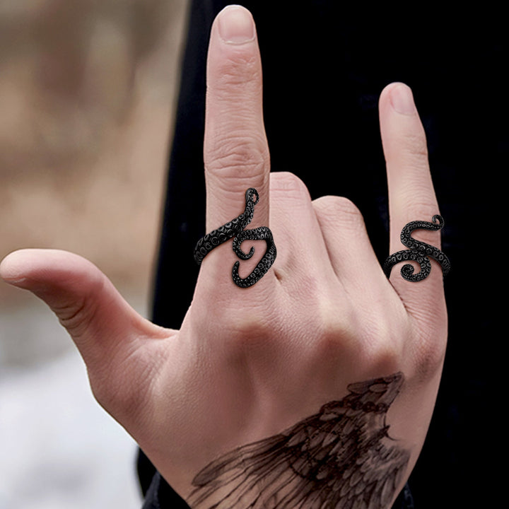 Biker Punk Three Octopus Tentacle Ring For Men