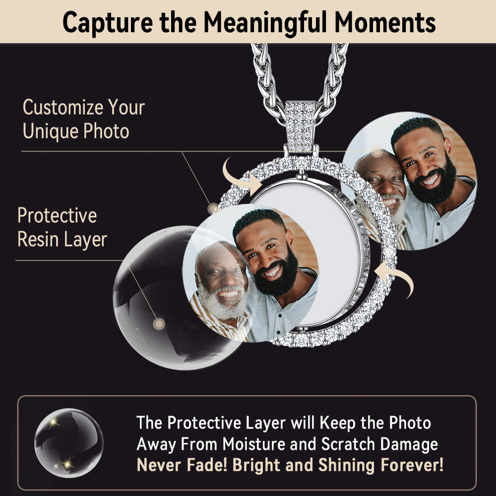 Cuban Chain & CZ Custom Picture Necklace Set for Men