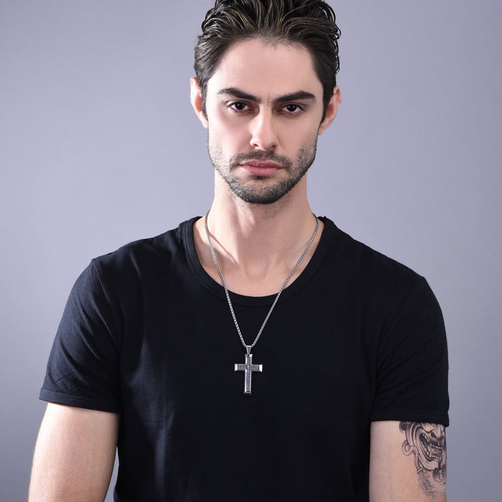 Christian Lord's Prayer Cross Necklace for Men