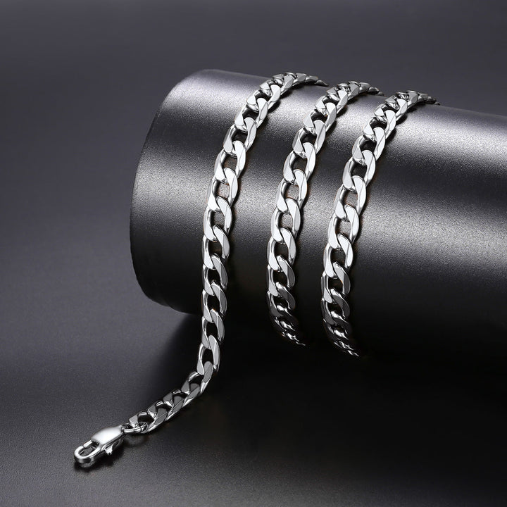 Cuban Curb Chain & Enamel Cross Layered Necklaces Set for Men